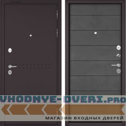 Дверь Бульдорс MASS 90 Букле шоколад R-4 бетон темный 9S-135 (наружная)
